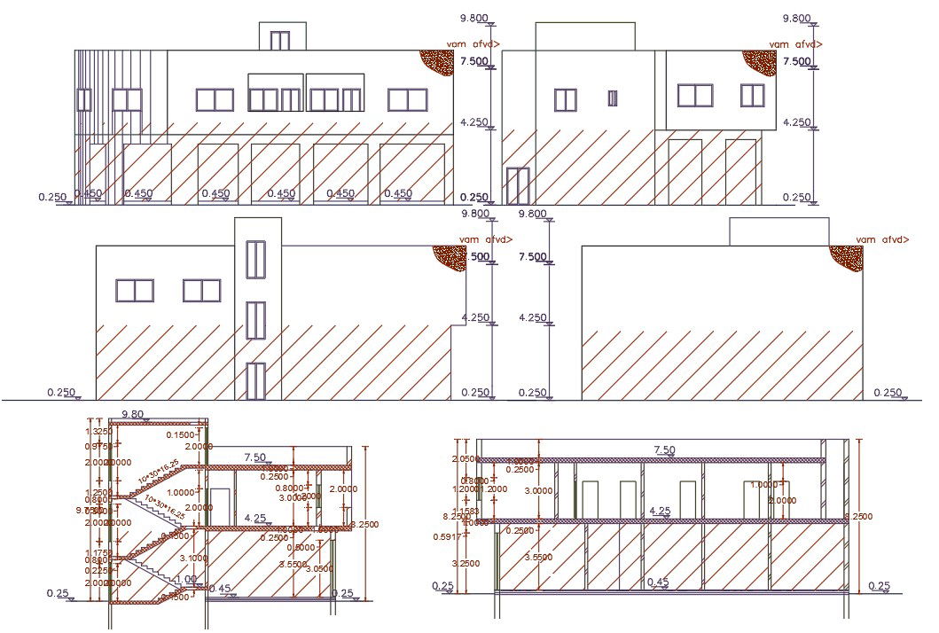 Shop With 2 Unit House Building Design DWG File