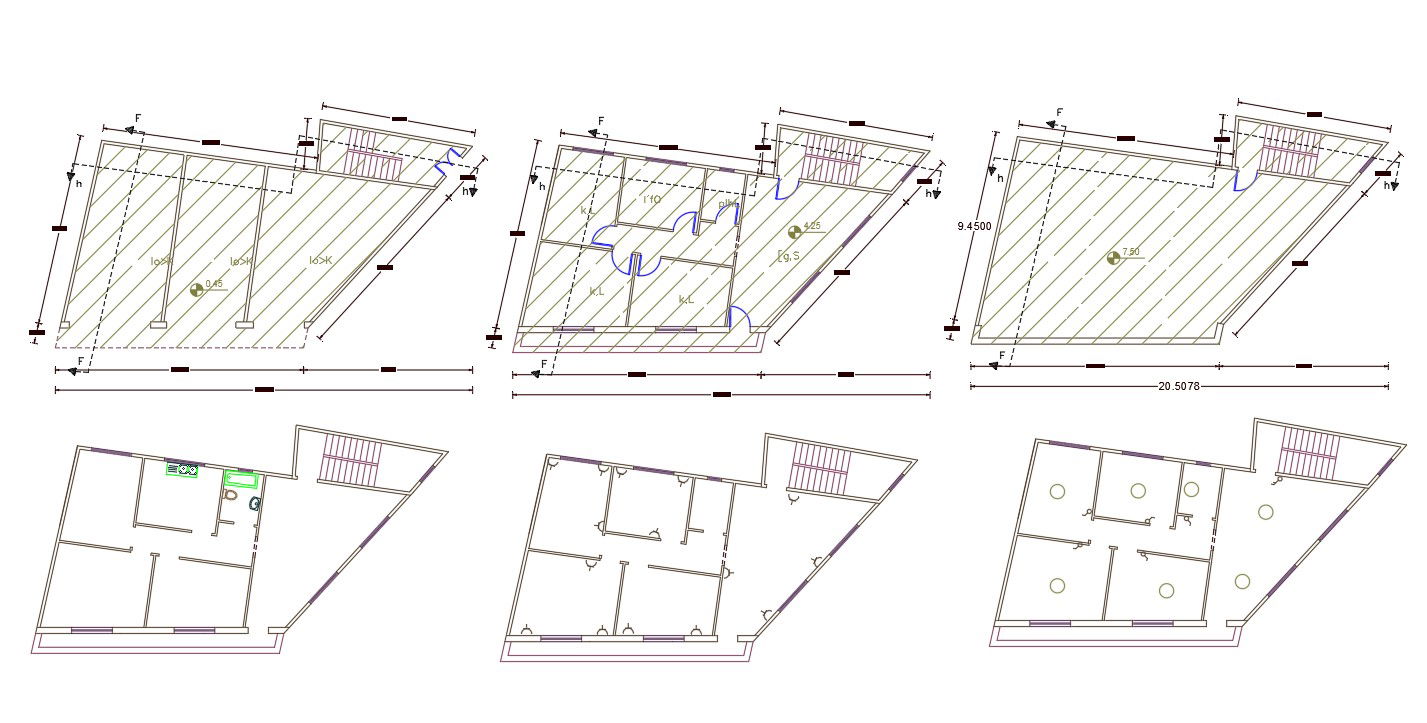 Shop With 3 BHK House Plan CAD Drawing
