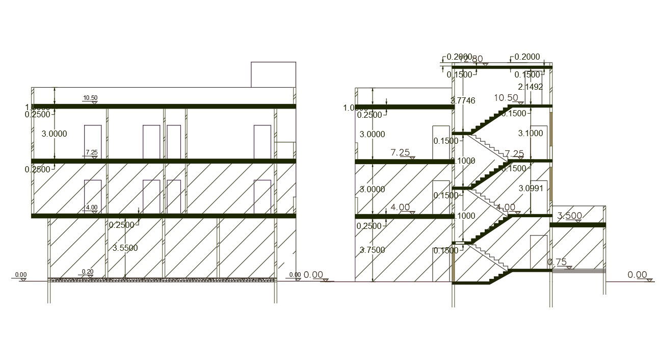 Shop With Apartment Section AutoCAD Drawing