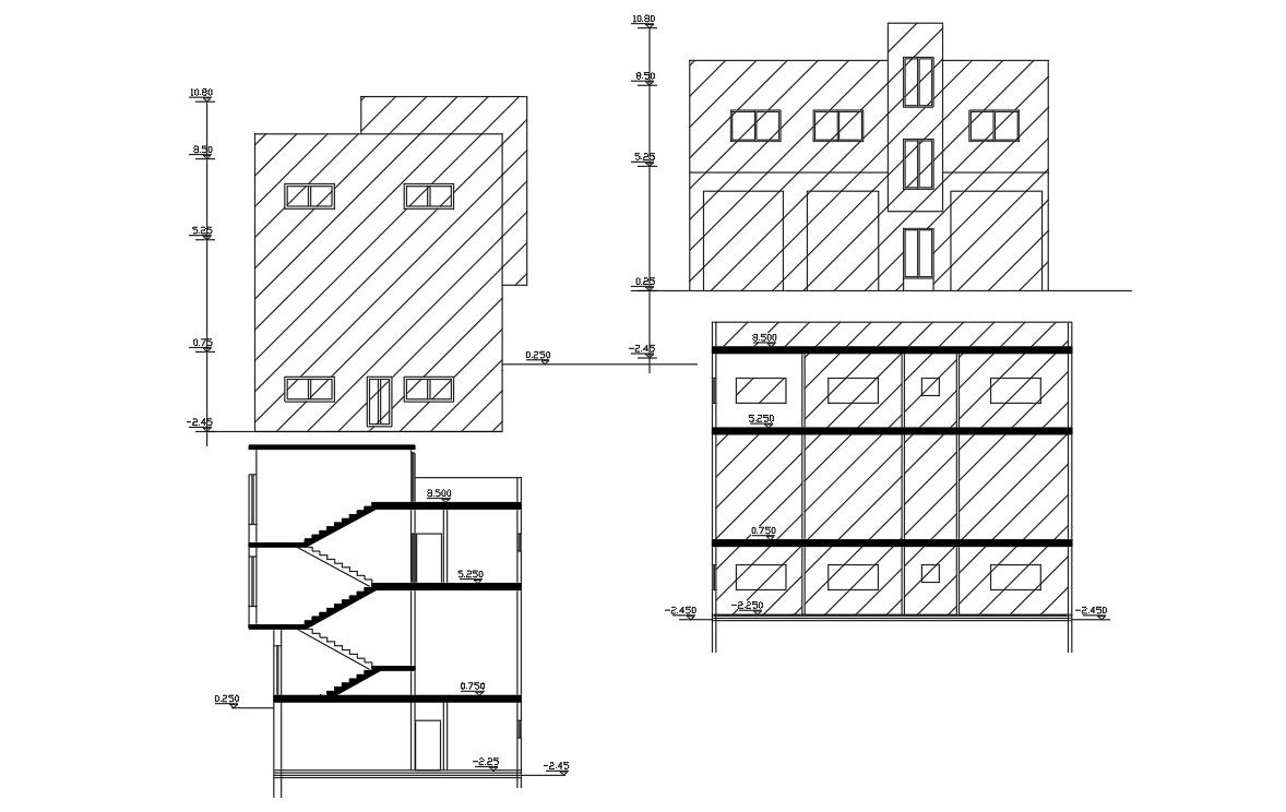 Shop With House Building Design AutoCAD Drawing