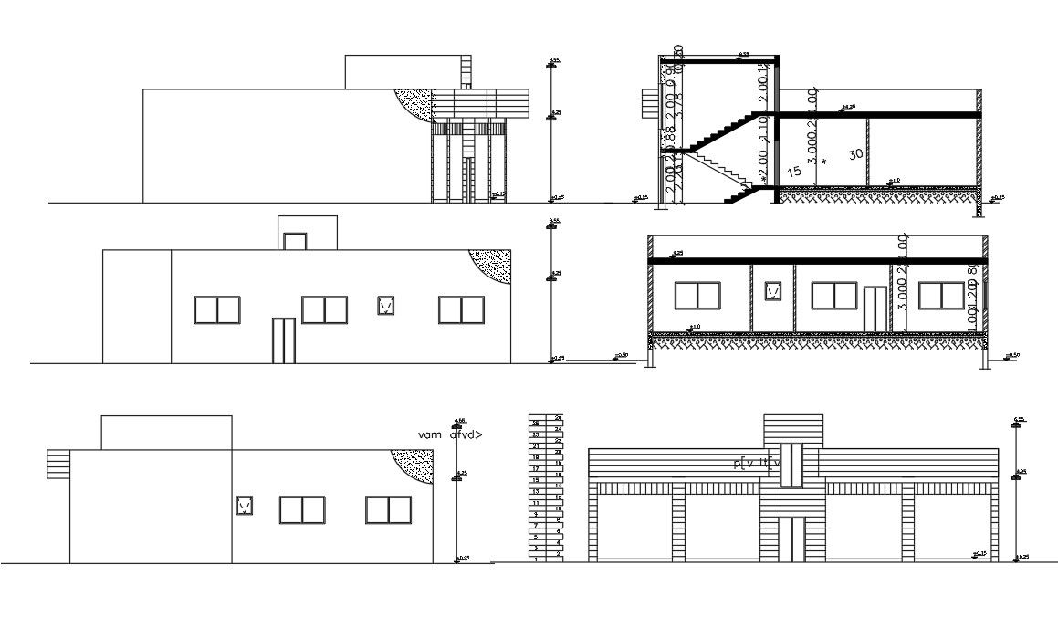 Shop With House Building Sectional Elevation Design
