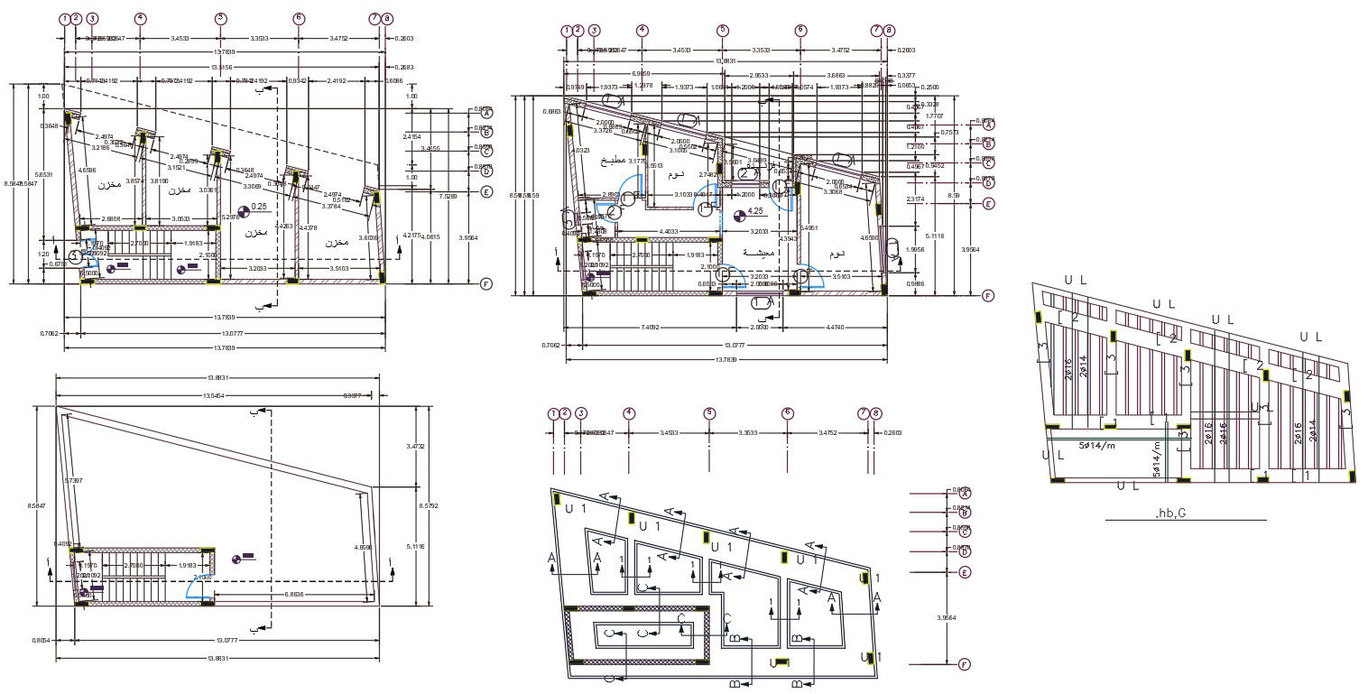 Shop With House Floor Center Line Plan AutoCAD File