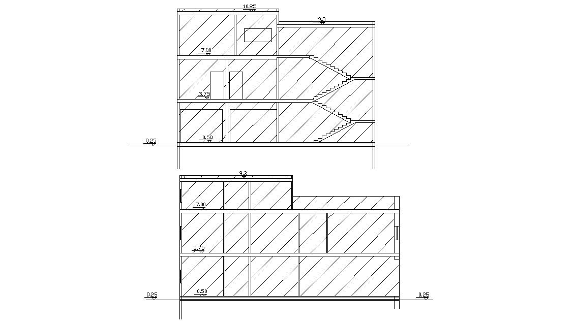 Shop With House Front And Rear Elevation Design