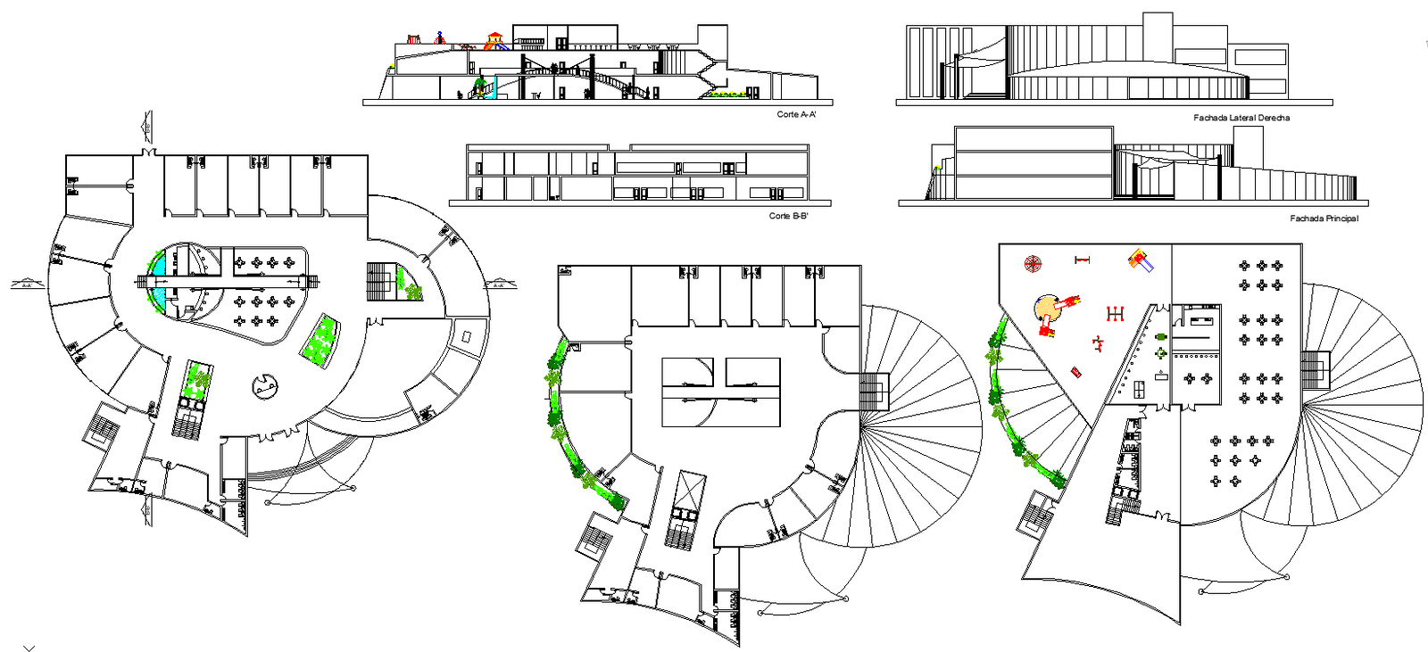 Shopping Center Elevation & architecture dwg file