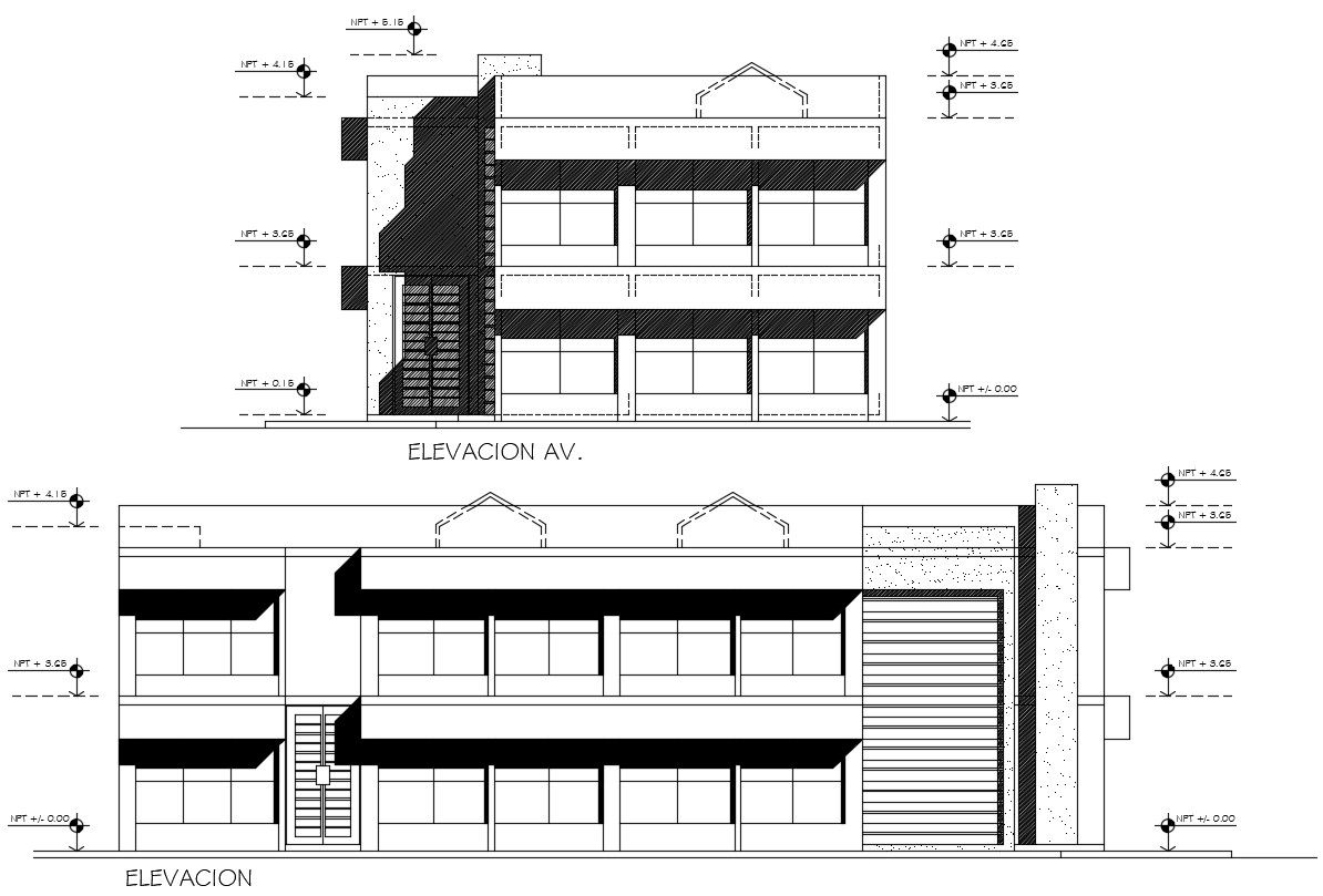 Shopping Complex Elevation CAD File