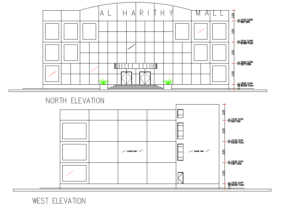 Shopping Mall elevation autocad file