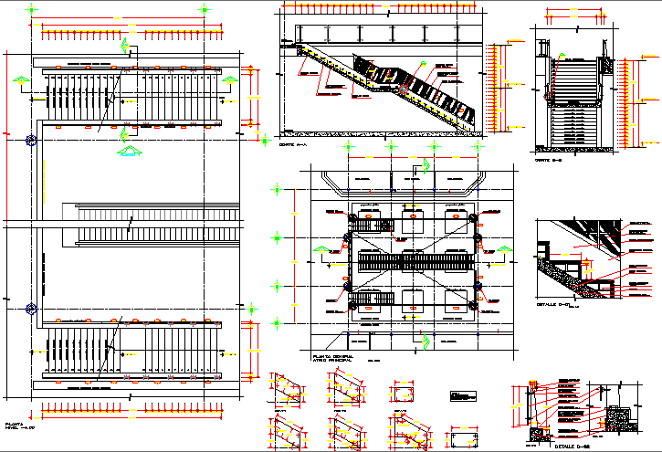 Shopping center elevators and staircase auto-cad details dwg file
