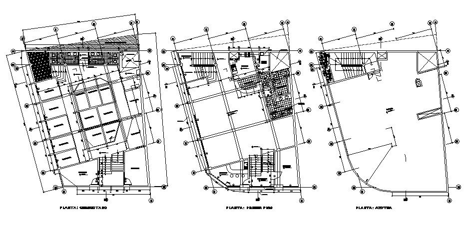 Shopping center floors distribution plan and sanitary details dwg file