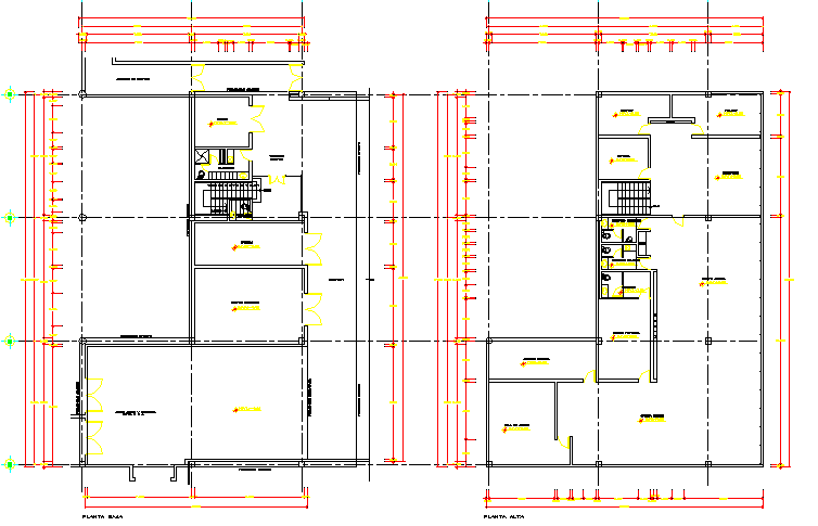 Shopping center structure details of two floors dwg file