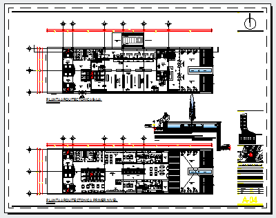 Shopping mall & food zone floor of commercial building design drawing