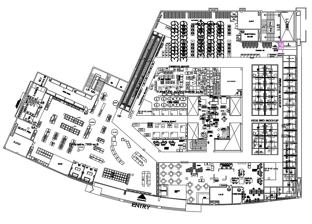 Shopping mall architecture layout plan cad drawing details dwg file