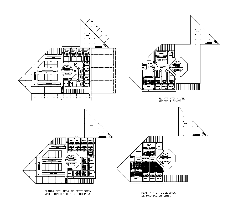 Shopping mall building detail plan 2d view dwg file