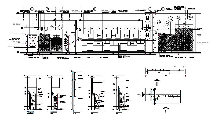 Shopping mall building main section and auto-cad details dwg file