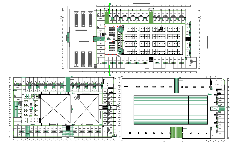 Shopping mall in bus terminal floor plan details dwg file