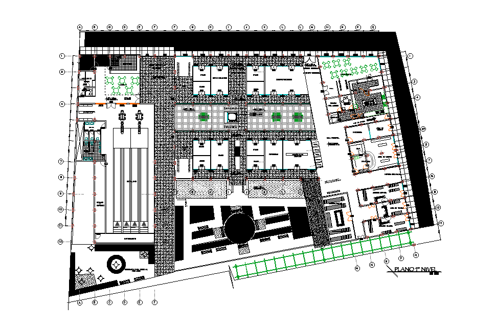 Shopping Center Building Layout Plan CAD Drawing Download DWG File