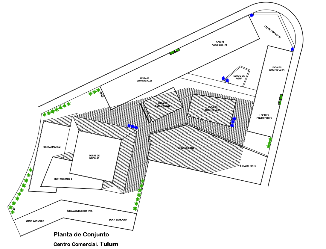 Shopping Center Complex Plan AutoCAD Drawing Download DWG File