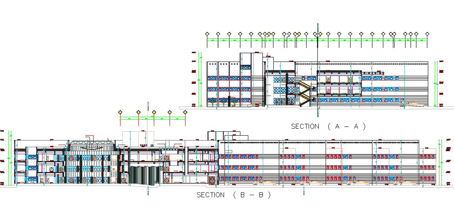 Shopping Mall Building AutoCAD Elevation Drawing DWG File