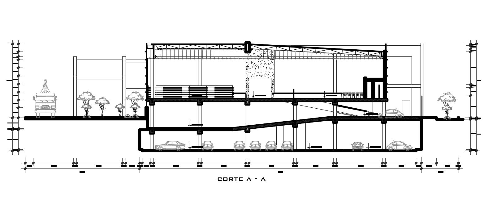 Shopping Mall Building Section CAD Drawing Download DWG File