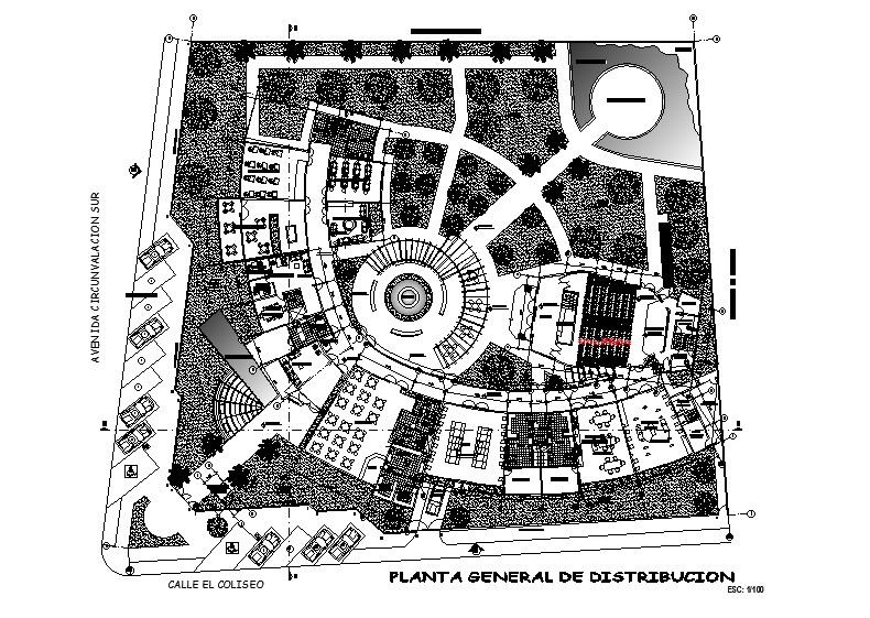 Shopping hall plan is presented in this Autocad drawing model. Download now.