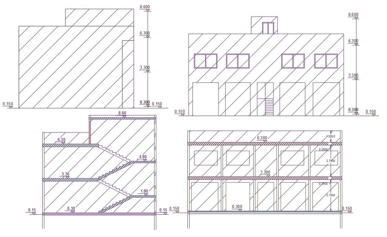 Shop with House Building Design DWG File