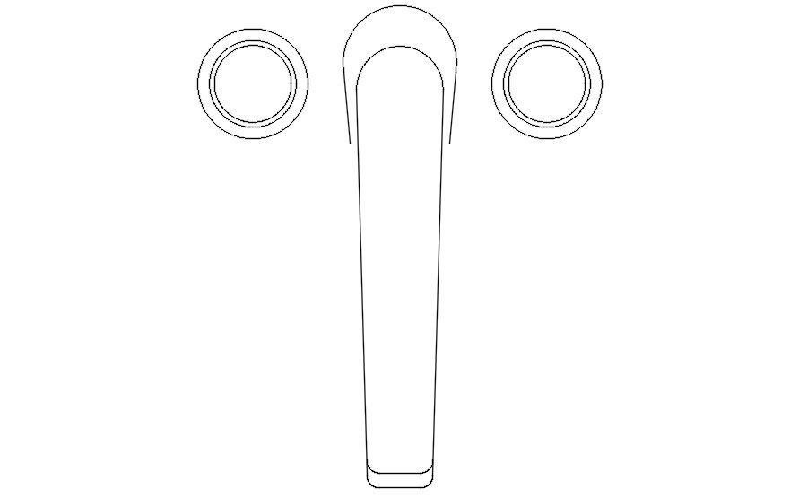 Shower tub faucet cad block plan in AutoCAd, dwg file.