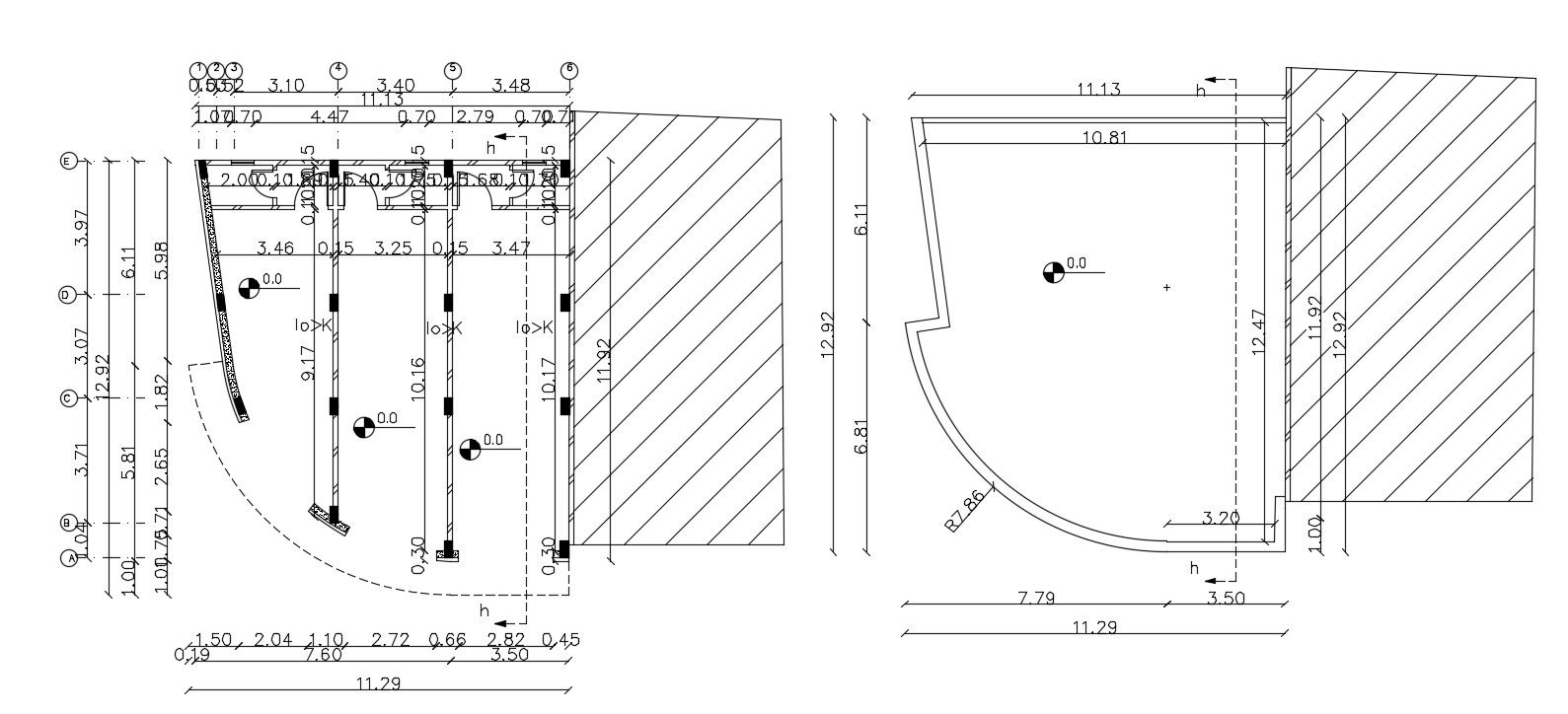 Showrooms Building And Terrace Floor Plan Design With Dimension