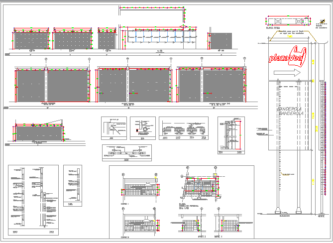 Shutter and shop construction details of super market dwg file