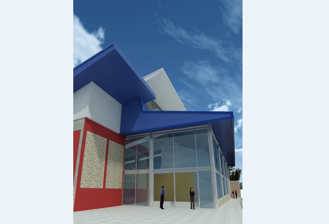 Detailed of Side View 3D Commercial Elevation DWG Drawing File