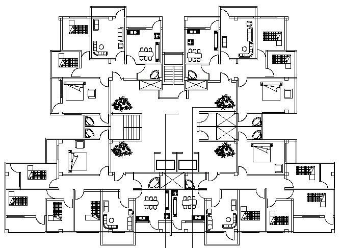 Side Elevation of Multi Family Housing Project dwg file.