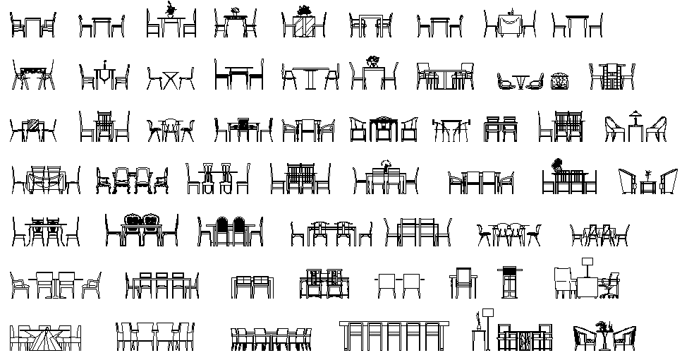 Chair and Table Side and Front View CAD Layout DWG File