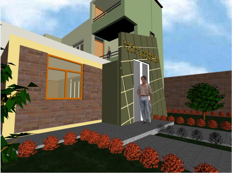 Modern Bungalow Front Elevation Visual Detail in DWG Drawing File