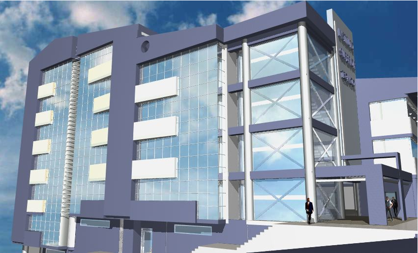Side Elevation of Commercial Structure in AutoCAD DWG Format File