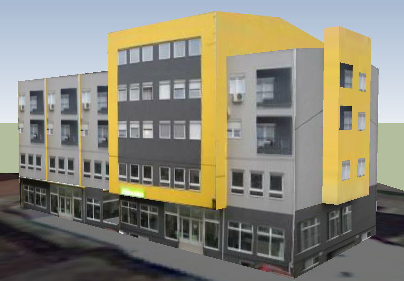 3D Side Elevation Drawing of Commercial Building structure files
