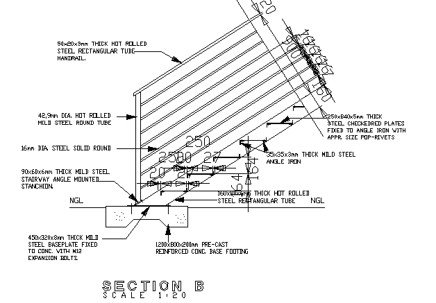 Side railing design of staircase