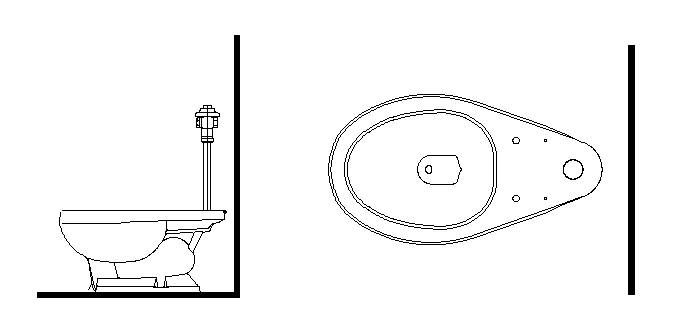 Side view detail of wc dwg file