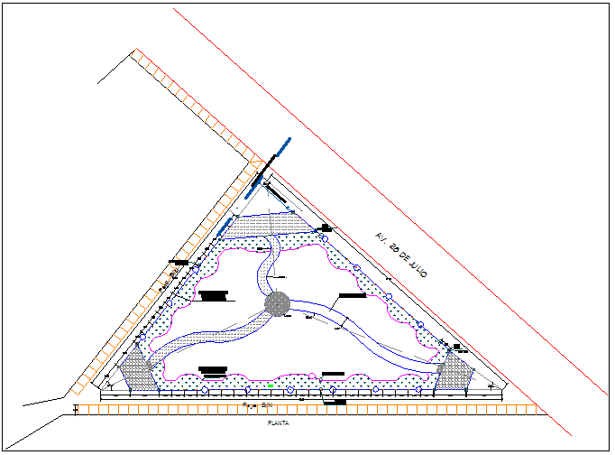 Side walk and indoor staircases details of private garden dwg file