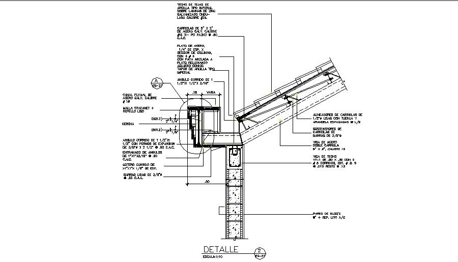 Side wall construction cad drawing details dwg file