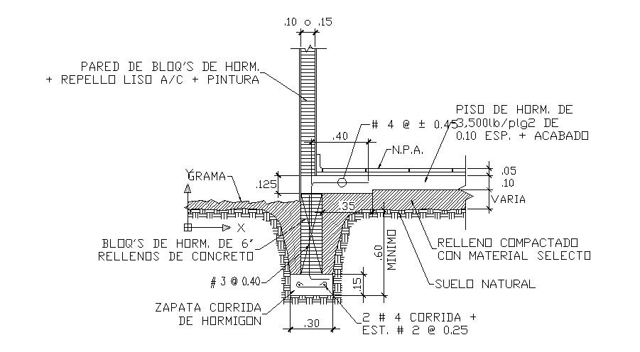 Side wall construction cad drawing details dwg file