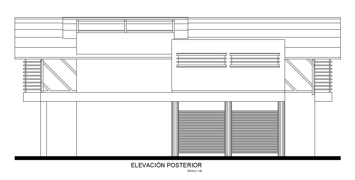 Side elevation of Bungalow detail drawing described in this file | Download this 2d AutoCAD drawing file.