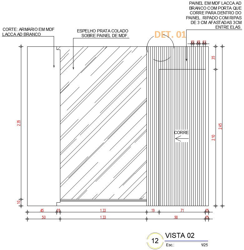 Side elevation of a living room.