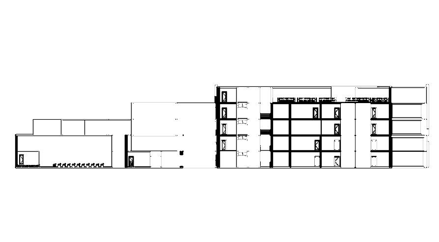 Side elevation of building in detail AutoCAD drawing, dwg file, CAD file