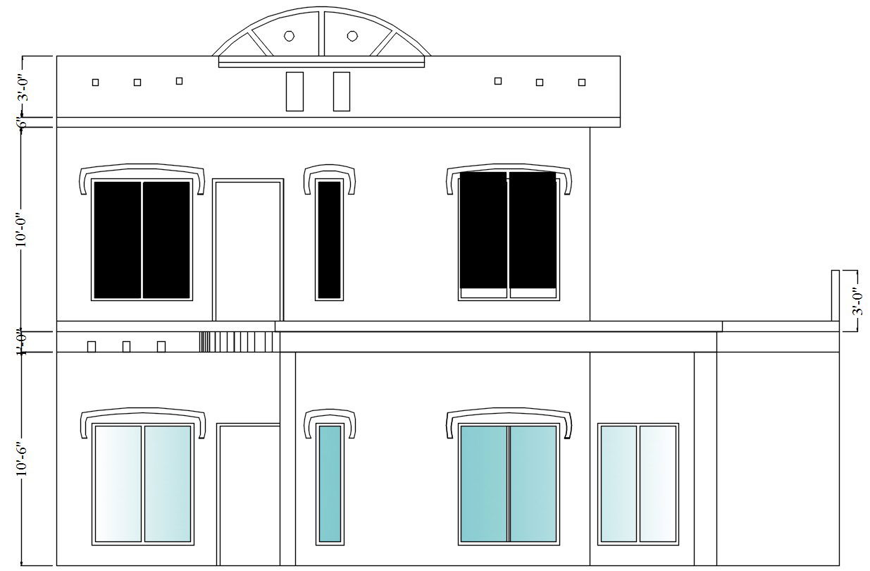 House Side Elevation AutoCAD 2D Drawing CAD DWG File
