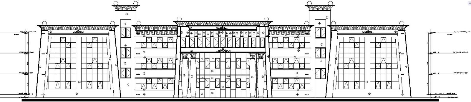 Side elevation of university in detail AutoCAD drawing
