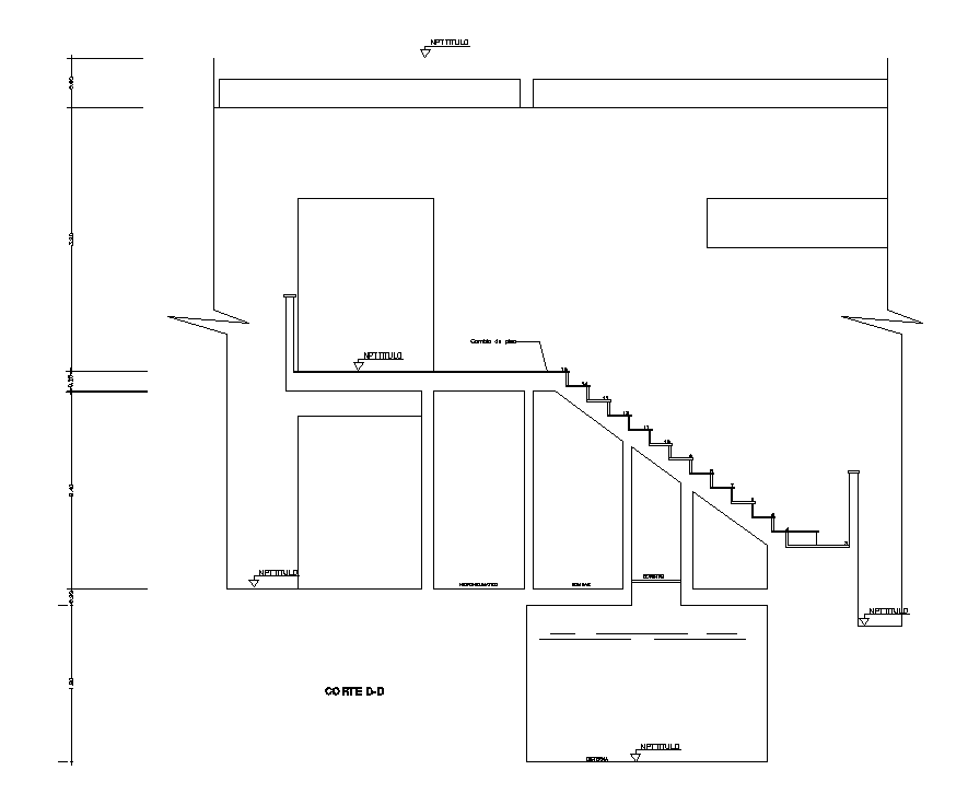 Side section detailed plan of the staircase. Download now.