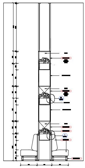 Side section detail of planter presented in this AutoCAD file. Download this 2d AutoCAD drawing file.
