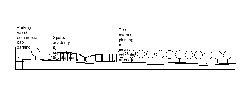 Side section detail of sports academy drawing defined in this file. Download the AutoCAD file.