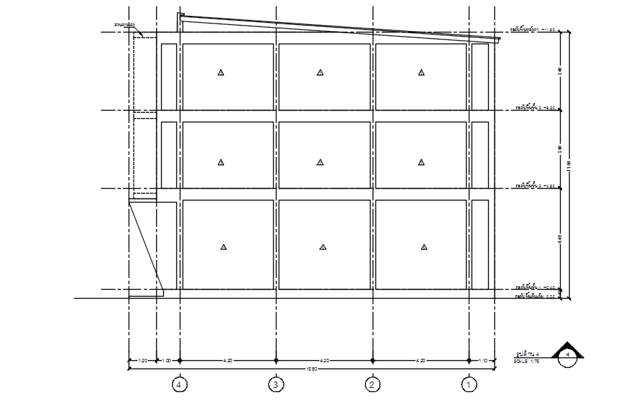 Side section of building in detail AutoCAD drawing, dwg file, CAD file