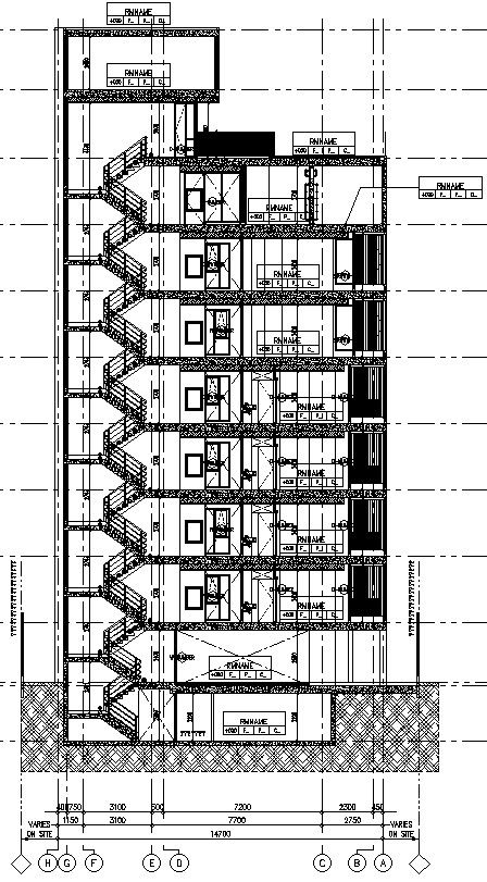 Side section of details of a building in AutoCAD, dwg file.