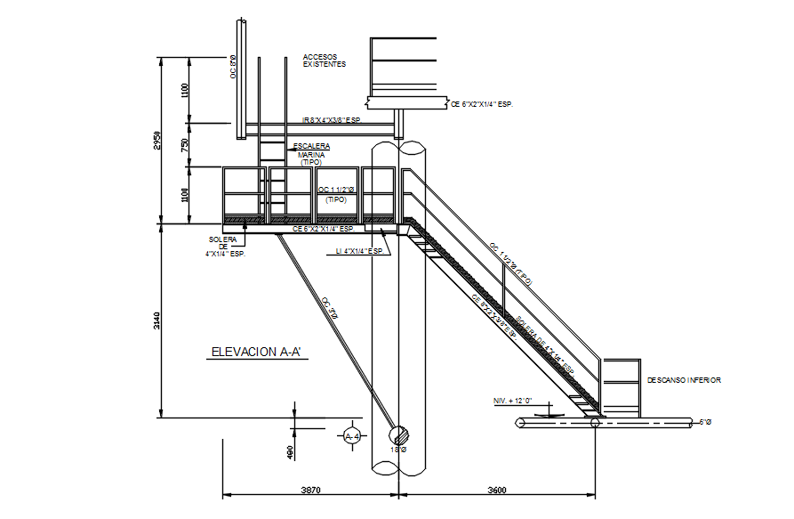 Side section of factory in detail AutoCAD drawing, CAD file, dwg file