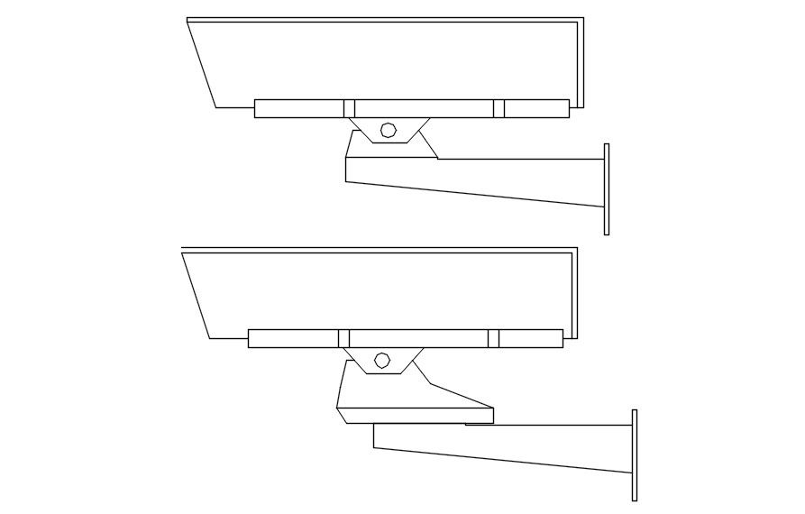 Side view of CCTV camera design in detail AutoCAD drawing, dwg file, CAD file
